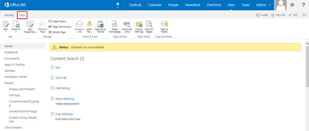 Content Search in office 365
